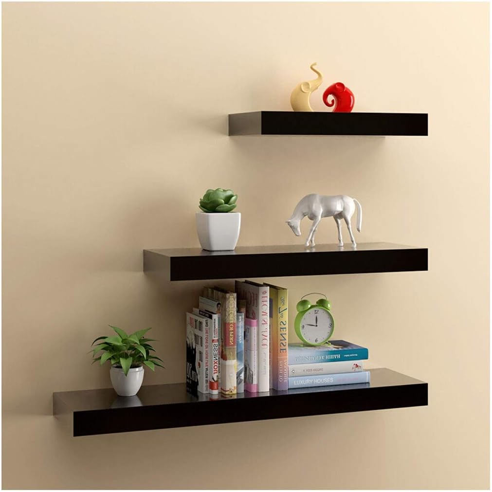 WSJ Estante de Pared Negro, Juego de 3 estantes flotantes Sencillos de