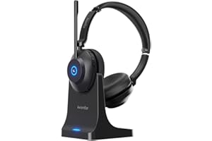 Bluetooth Wireless Headset with Mic for Work, Advanced Noise Reduction Microphone, Clear Calls - Comfortable On-Ear Headphone