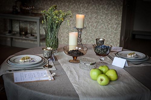 White Linen Table Runner Tablecloth Melange 75"