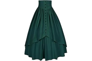 Women Victorian Skirt Medieval Renaissance Peasant Skirt Floor High Waisted High Low Hem Fluttering Long Skirts