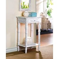 GetYourGiftHere Koehler Home Decor Accent Distressed White Wooden Telephone Table With Drawer