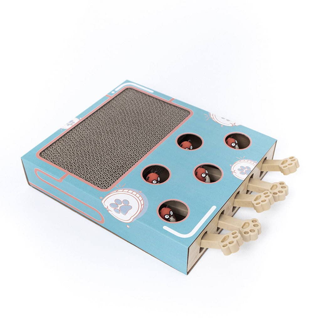 Interactive Cat Scratching Board Toy with Pop-Up Moles and Paddles For Indoor Play Solution for Small Breed Cats, Kittens, Adult Cats