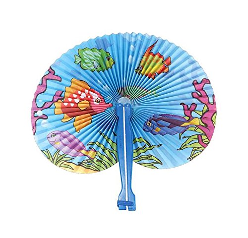 Bargain World 10" Tropical Fish Folding Fans [12-Pack] | Fun & Exciting Hand Fans For Kids & Teenagers From Our Huge Collection | Sticky Notes Included - Thumbnail 3