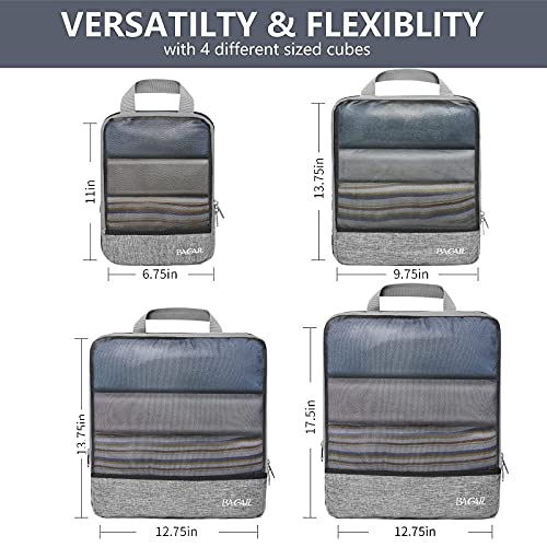 Bagail 4 Set Compression Packing Cubes Travel Expandable Packing