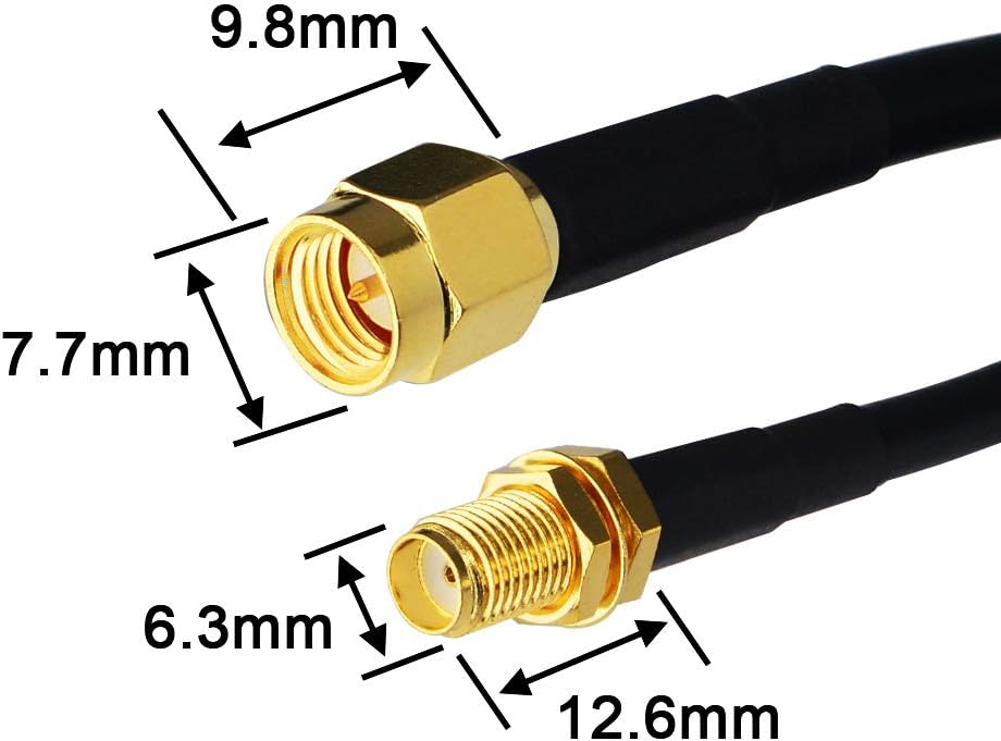 SMA WiFi Antenna Cable SMA Male to Female Bulkhead Mount Low Loss RG58 Coaxial Cable 2M/6.56ft for 3G 4G LTE Antenna Wireless Antenna Router Gateway - Image 5