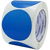 ChromaLabel 3 Inch Round Blue Stickers, High Visibility Round Colored Stickers, Permanent Adhesive Labels - 500 Colored Sticky Dots per Roll, Dark Blue Label