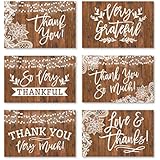 24 Rustic Wood Thank You Cards With Envelopes, Great Note For Adult Funeral Sympathy or Gift Gratitude Supplies For Grad, Birthday, Baby or Country Western Bridal Wedding Shower For Boy or Girl Kid