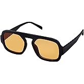 KesaPlan Trendy Square Aviator Sunglasses for Women, Vintage Flat Top Designer Shades Stylish Frame Sun Glasses