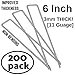 6 Inch [ 200 Pack | 11 Gauge ] Garden Landscape Staples Stakes Pins SOD | Galvanized Steel | for Weed Barrier Fabric, Ground Cover, Soaker Hose, Lawn Drippers, Drip Irrigation Tubing etc.
