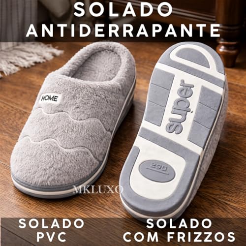 Pantufa Peluciada Interno Externo Macio Solado Pvc Antiderrapante Reforçado Alto Chinelo Masculino Feminino Unissex Home Confortável Aberto Veludo Forrada Nuvem Quente Inverno Sapatilha