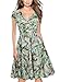 oxiuly Women's V-Neck Cap Sleeve Floral Casual Work Cocktail Swing Dress OX233 (S, Light Green)