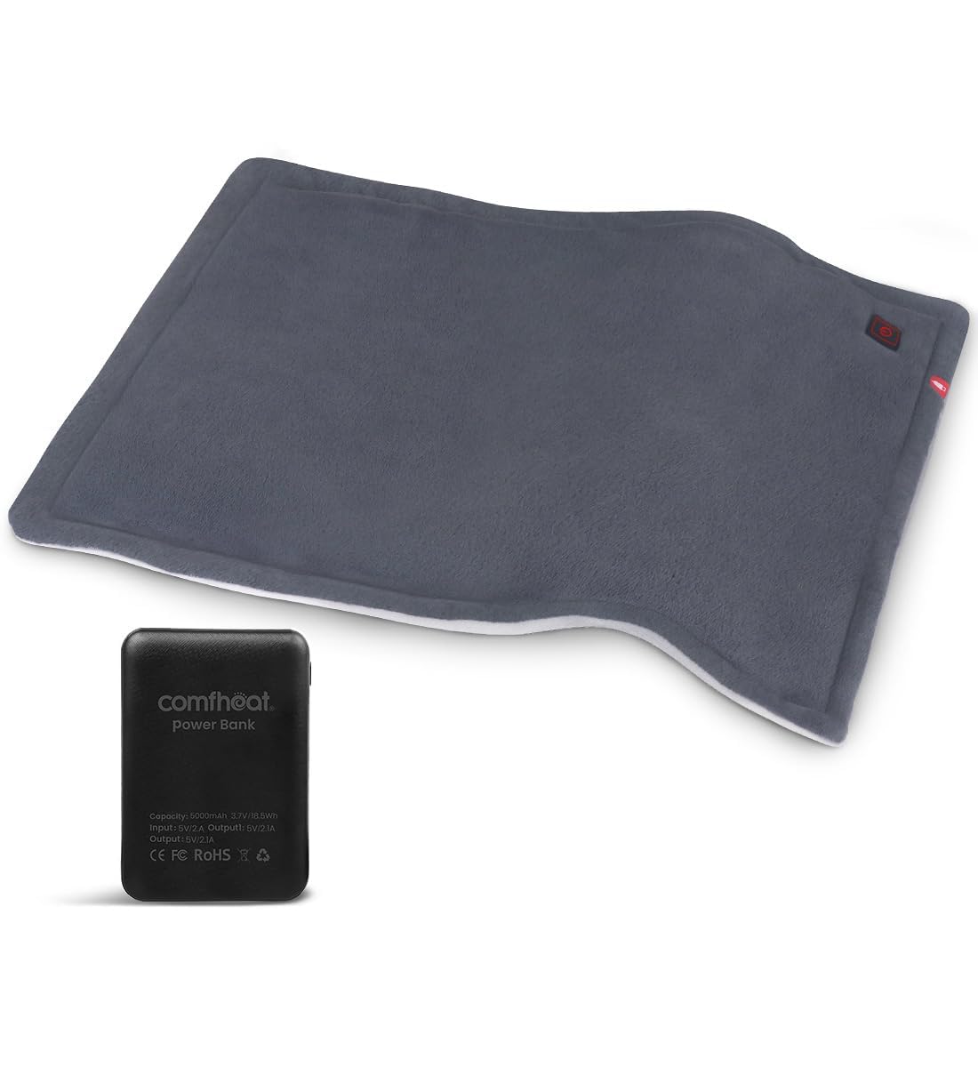Photo 1 of **MISSING CHARGER** comfheat Portable Heating Pad with 5000mAh Battery Powered, 1.7LB Weighted Heat Pad Rechargeable for 1-3H Warmth Outdoor Travel, 3 Heat Settings, 12" x 16", Gray