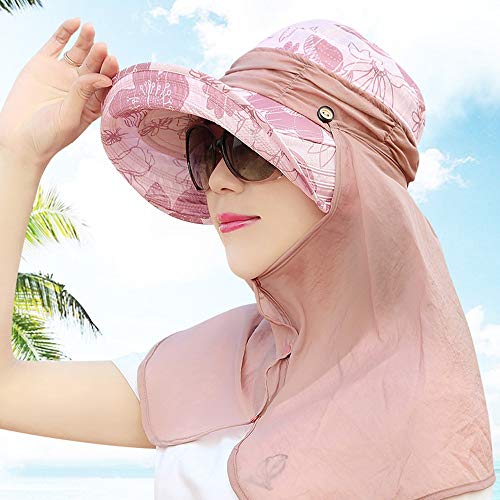 Byx- Hat - Ladies Summer Sun Hat Foldable Outdoor Windproof Facial Neck Sun Hat Riding Electric Vehicle Omni-Directional Sunshade Sun Hat (4 Colors) -Beach hat (Size : Pink)