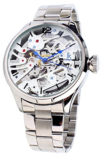 Fanmis Men's Automatic Mechanical Stainless steel Hollow Skeleton Military Watches Silver