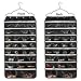 Hanging Jewelry Organizer, McoMce Double Sided 56 Pockets Jewelry Organizer with Zippered Pockets, Necklace Holder Jewelry Chain Organizer for Earrings Necklace Bracelet Ring with Hanger, Blac