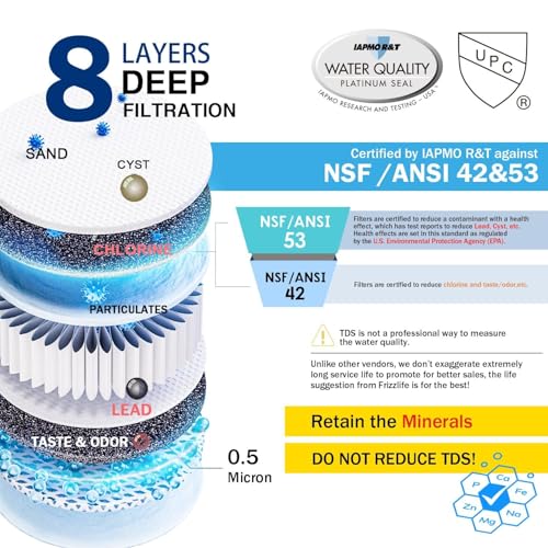 Frizzlife Sistema de filtro de agua para debajo del fregadero SK99-NEW, conexión directa, NSF/ANSI 53 y 42 certificado bloque de carbono de 0,5 micras, elimina plomo, cloro, cloramina, fluoruro