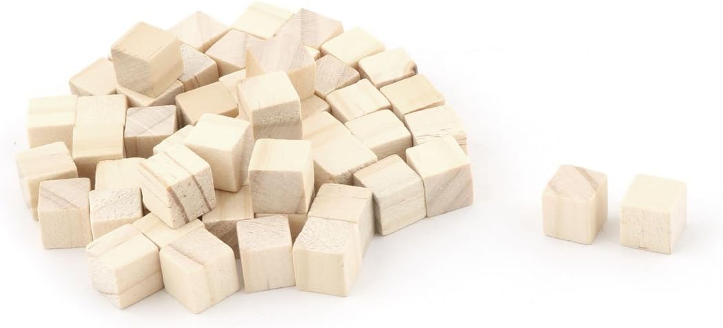 WINGONEER 250PCS Wooden Cubes - 10mm- Wood Square Blocks For Puzzle Making, Crafts & DIY Projects