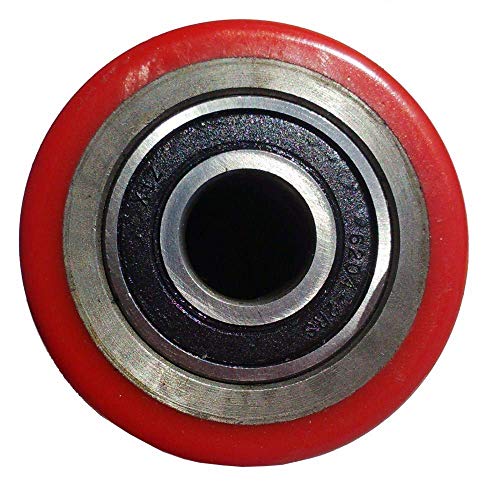 DAZONE Pallet Jack Replacement Steer Wheels 7" x 2" with Bearings ID 20mm Poly Tread Red (2 pcs)