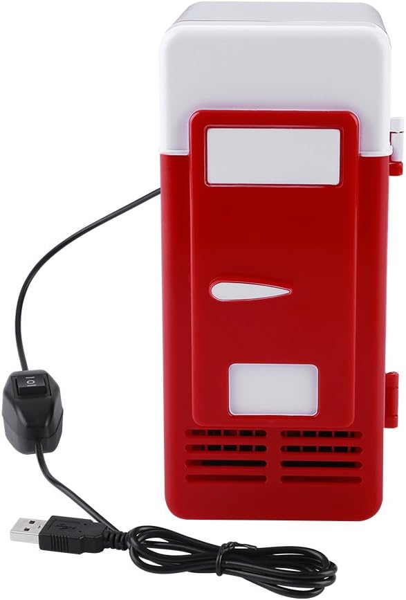 Mini USB Fridge, Portable LED USB Refrigerator Drinks Beverage Cans Cooler Warmer Refrigerator for Car Office Home Travel Camp(#1)