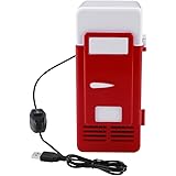 TOPINCN Mini USB Refrigerator Cooler Beverage Drink Cans Refrigerator and Heater for Office Desktop Hotel Home Car (Red)