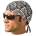 JellyBeadZ Brand Water Bead Hydrating, Cooling Doo Rag, Head Scarf Cap - Navy Blue Bandana Pattern
