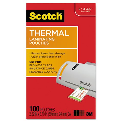 Scotch TP5851-100 Thermal Laminating Pouches, Business Card, 2 5/16