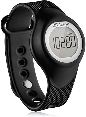 3DActive Non-Bluetooth 3D Pedometer Wristband Watch (PW-300) with Lanyard, Accurately Monitor Steps, Calories Burned, Distance and Duration, 14 Days Memory, Simple Tap Function &amp; Easy to Read. (Black)