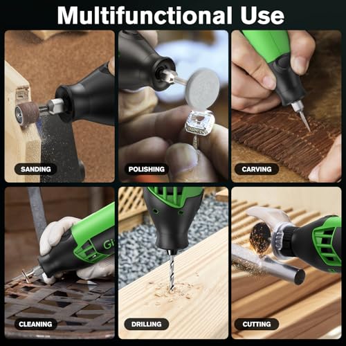 Ginour 200W Rotary Multi Tool Kit 132pcs Includes Keyless Chuck | Flex Shaft, Protective Cover, Auxiliary Handle, For DIY Craft, Engraving, Cutting, Sanding, Polishing, Great for Beginners