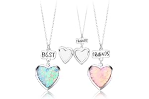 Kefley Heart Locket Necklace for Best Friends Matching Friendship Necklaces for 2 Girls Bff Birthday Christmas Gifts for Girl Bestie Necklace for Friends Sweet Gifts for Girls