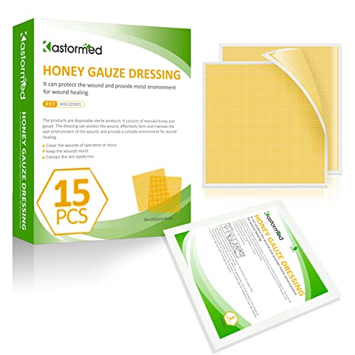 Manuka Honey Wound Care, Honey Gauze Dressing 2" x 2" Pack of 15, 100 Medical Grade Honey