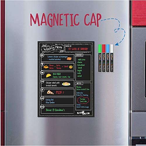 Dry Erase Menu Board for Fridge Includes 4 Liquid Chalk