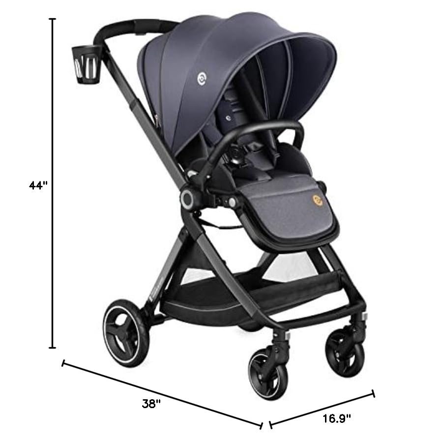 Reversible Baby Stroller, ELITTLE EMU Full-Size Toddler Stroller, Full Recline Cockpit Compact stroller, 0-36 Months Newborn Infant Stroller, All-Terrain stroller for City, Outdoor, Travel (Dark Blue)