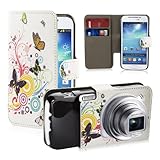 32nd Design book wallet PU leather case cover for Samsung Galaxy S4 Zoom C1010 + screen protector and cleaning cloth - Colour Butterfly