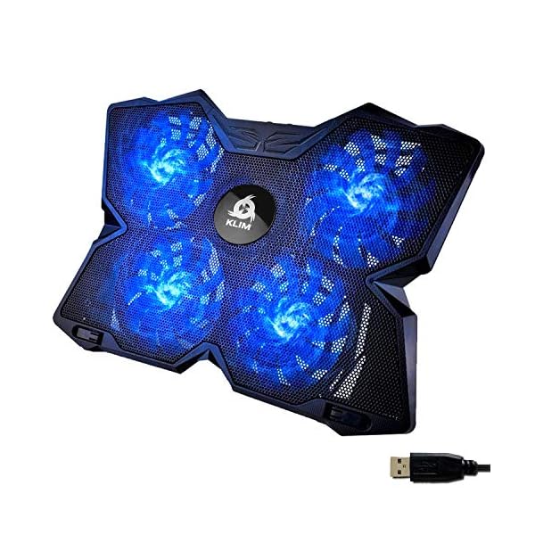 KLIM-Wind-Laptop-Cooling-Pad-The-Most-Powerful-Rapid-Action-Cooling-Fan-Laptop-Stand-with-4-Cooling-Fans-at-1200-RPM-USB-Fan-Compatible-New-2021-Version-Blue KLIM Wind Laptop Cooling Pad - More than 500 000 units sold - NEW 2023 - The Most Powerful Rapid Action Cooling Fan…