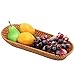 MyGift 15 Inch Rattan Bread Basket, Long Woven Tabletop Serving Platter, Brown