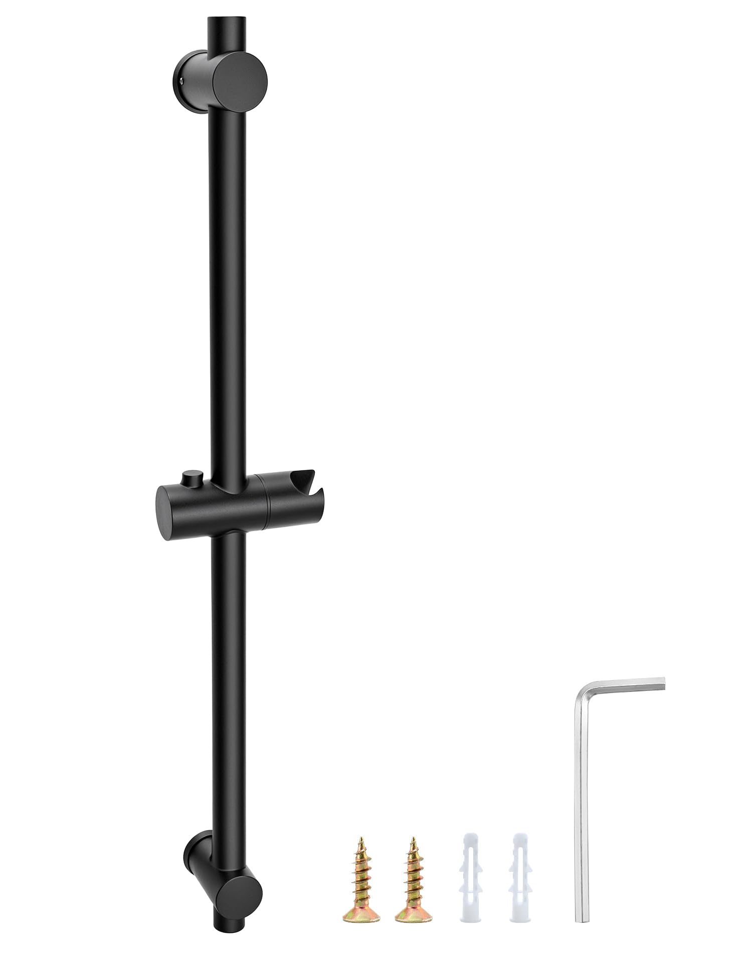 QWORK® 26 Inch Adjustable Shower Riser Rail with Sliding Shower Head Bracket, 304 Stainless Steel Brushed Finish Shower Rail Kit (66 cm Matt Black)