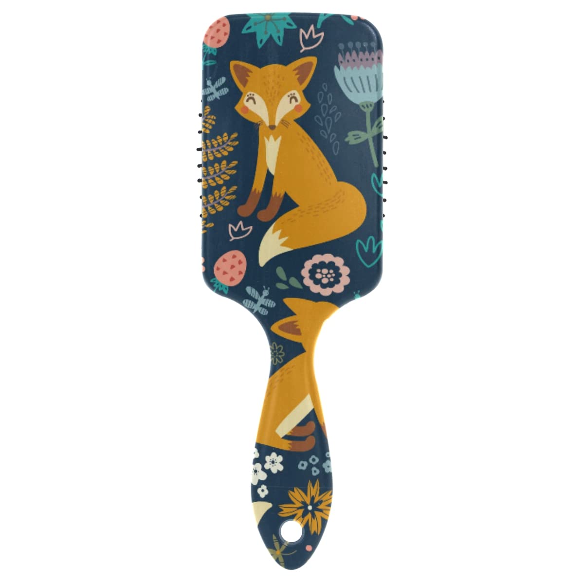 Hair Brush Cute Fox Brown Animal Paddle Brush Wire Hair Brush Travel Soft Hair Brush Comb for Fine Hair for Girl Women
