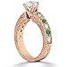 Heirloom Diamond and Emerald Engagement Ring and Wedding Band Womens 14k Rose Gold (1.75ct) GH/VS