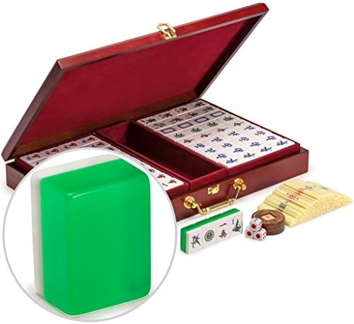Yellow Mountain Imports Chinese Mahjong Set Emerald 148 Translucent Green Tiles