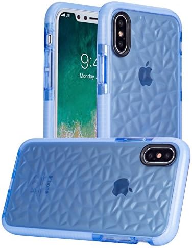 iPhone X case WELLDFUL 3D Vogue Design Geometric Diamond Pattern Clear Soft TPU Dual Layer Shockproof Protective