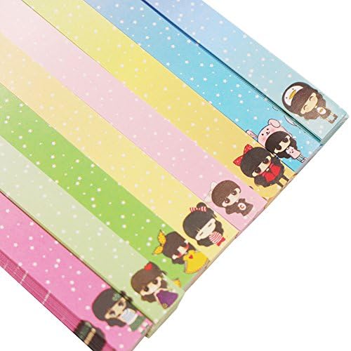 400 Sheets Cute Star Folding Paper Lucky Wish Star Origami Paper (Letter girl)