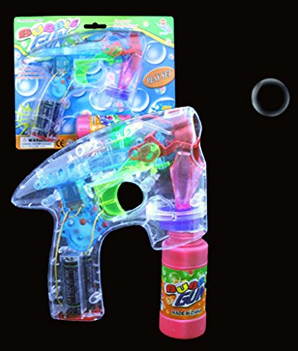 Rhode Island Novelty Light-Up LED Transparent Bubble Gun (Colors May Vary)