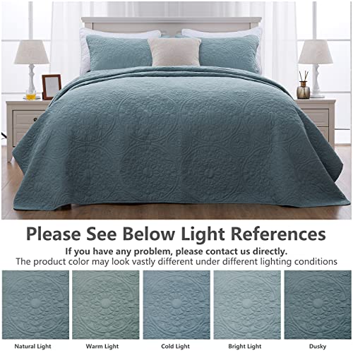 SEMECH Quilts Queen Size Bedspreads Cotton Coverlets Blue, Lightweight