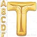 40 Inch Giant Jumbo Helium Foil Mylar Balloons for Party Decorations (Premium Quality), Matte Gold, Letter T