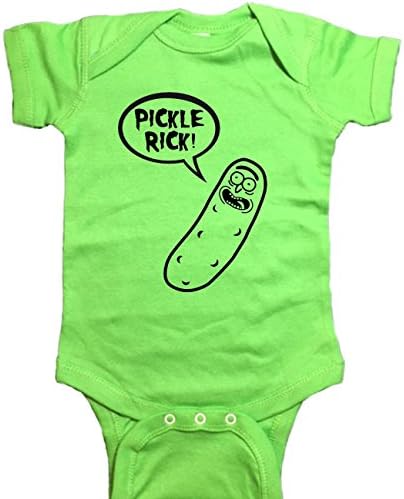 Rick and Morty Baby One Piece Pickle Rick Bodysuit (6 Month, Green)