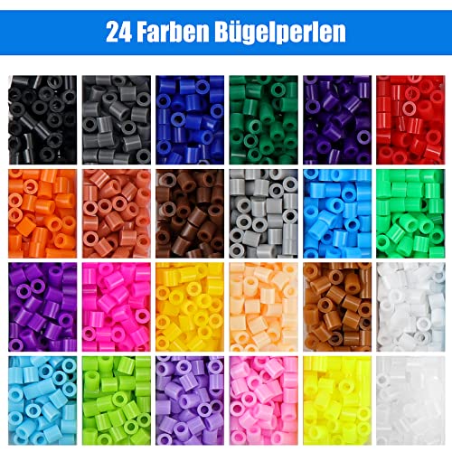 Zoyomax Ironing Beads Set 5 mm, 24 Colours Beads with 4 Ironing Beads Plates, 6300 Ironing Beads Craft Set, Beads Set for Birthday, Christmas, Gift, DIY