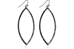 RIAH FASHION Sparkly Rhinestone Lightweight Geometric Hoop Drop Earrings - Teardrop, Pear, Oval, Marquise, Circle, Multi Cubic Crystal, Acrylic Pearl Dangles