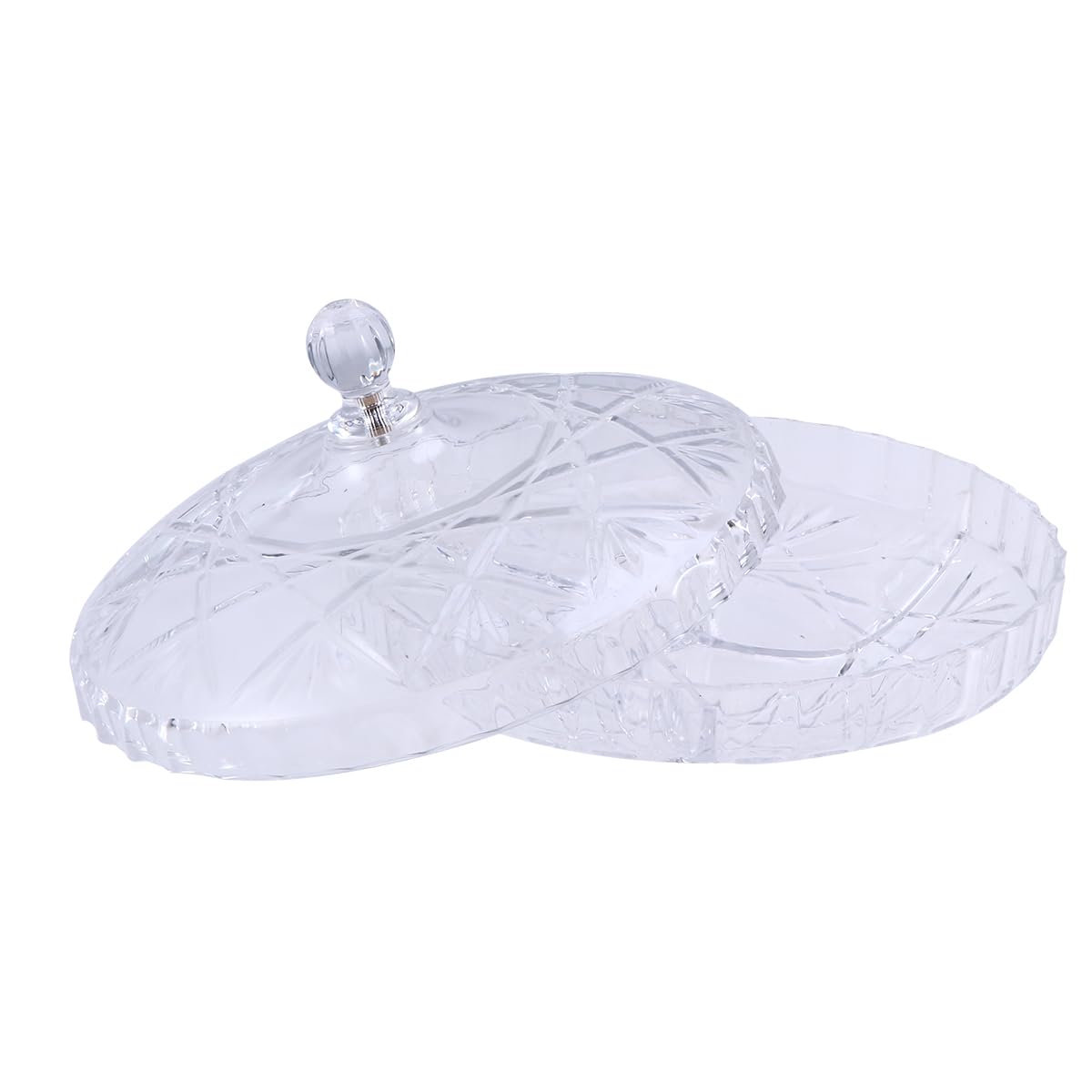 HEMOTON Transparent Acrylic Fruit Plate with Lid 9.84X9.84 Inch Divided Serving Tray for Dried Fruit Candy Nuts Indoor Outdoor Buffet Party
