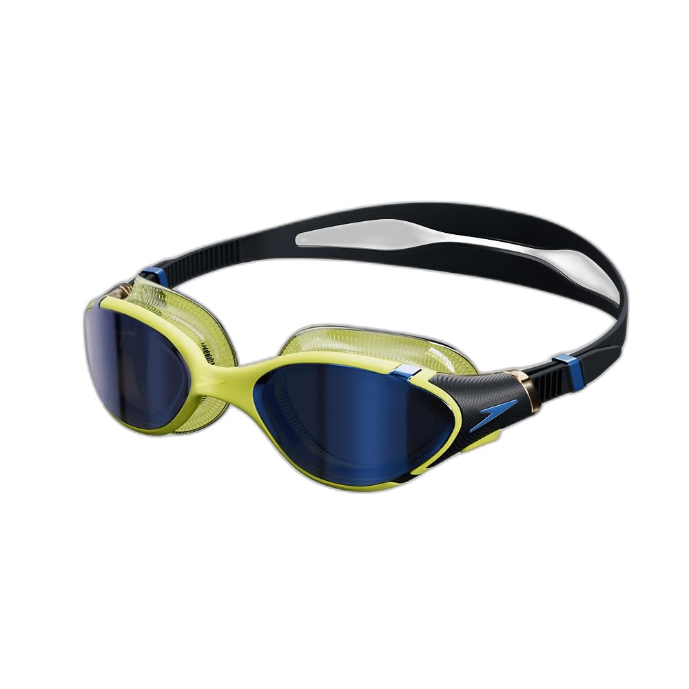 Speedo Unisex Biofuse 2.0 SwiMing Goggles | Patented Easy Adjustment | Anti-fog | Anti-leak | Enhanced Fit | Improved Comfort, Black/Hyper/Sapphire Mirror, One Size — image 1