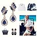 EleQueen Women's Austrian Crystal Art Deco Tear Drop Dangle Earrings Clip-on Gold-tone Sapphire Color